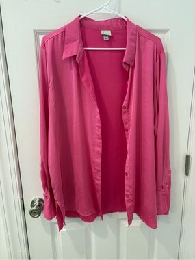 a new day Fuchsia Button-Down Blouse